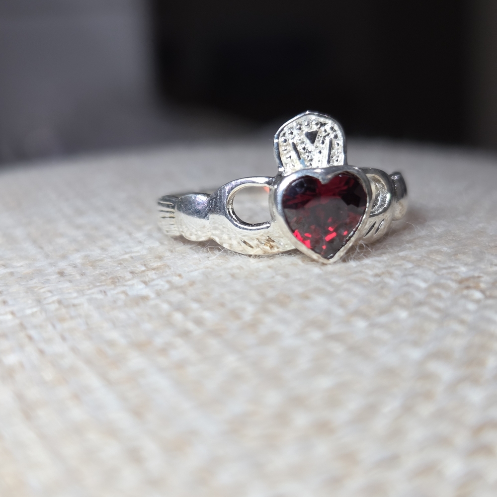 Silver Heart Ring With Ruby Gemstone - image 3